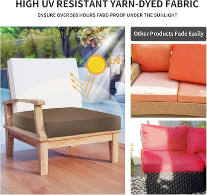 Easy-Going Waterproof Patio Cushion Covers ONLY Cover 20x18x4 inch 4 Pack Replacement Non-Slip Outdoor Seat Cushion Slipcover with Zipper. Brown