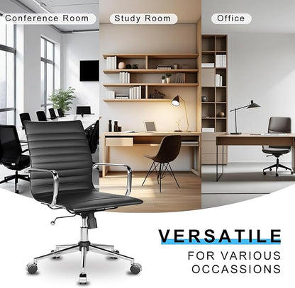Desk Chair Comfortable Swivel Office Chair with Wheels and Armrests Wide Heavy-Duty Seat for Women and Men 22.83in Ergonomic Chair for Home Office，Black