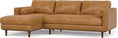 SIMPLIHOME Morrison Left Sectional Sofa in Full-Grain Genuine Leather, Sienna, 102-inches Wide, L-Shaped Leather Couch with Left Chaise for The Living Room and Family Room
