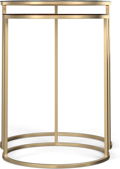 SIMPLIHOME Drake Contemporary 18 inch Wide Metal Nesting table in Antique Nickel, Antique Copper, Fully Assembled for the Living Room and Bedroom