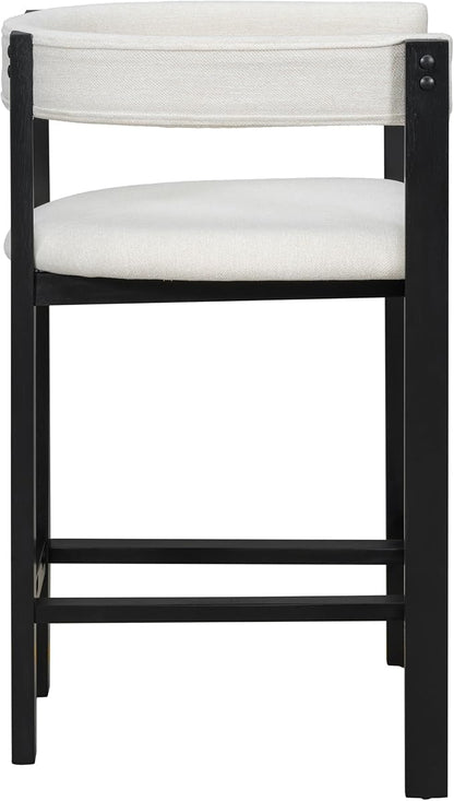 Christopher Knight Home Set of 2 Rylan Modern U-shape Fabric Upholstered Dining Room Counter Height Barstools,Kitchen Island Rubberwood Counter Stool,Armchair with Footrest+Curved Backrest,Beige+Black