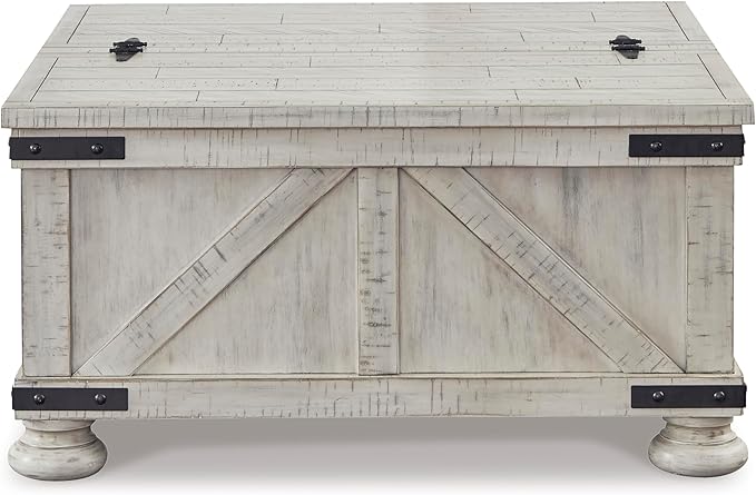 Signature Design by Ashley Carynhurst Casual Cocktail Table with Storage, Whitewash