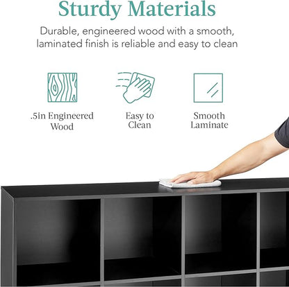 Best Choice Products 8-Cube Storage Organizer, 11in Shelf Opening, Bookcase, Display Shelf, Customizable w/ 3 Removable Back Panels – Black