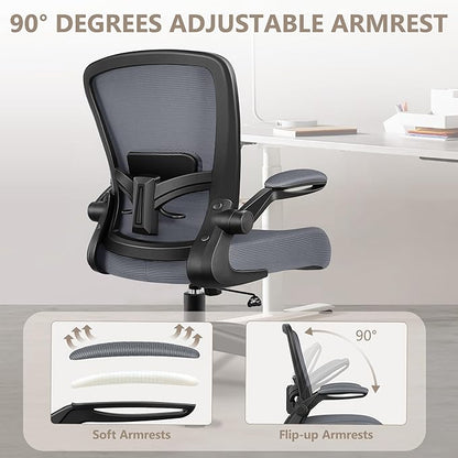 FelixKing Office Chair, Ergonomic Desk Chair Breathable Mesh Chairs Adjustable High Back Lumbar Support Flip-up Armrests, Executive Rolling Swivel Comfy Computer Chairs Home Office Slate Gray