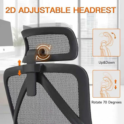 Ergonomic Office Chair with Lumbar Support, 3D Adjustable Armrest, Mesh Home Office Desk Chairs, Swivel Computer Chair, High Back Reclining Executive Office Chair,400lbs Capacity (Black)
