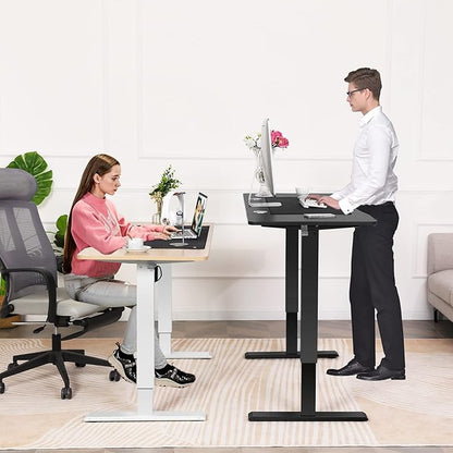 farexon 48 x 24 inch Standing Desk Electric Adjustable Height with Charging Station, Stand up Desk with Ergonomic Workstation, 4 Preset Heights Easy to Set（Oak Grey