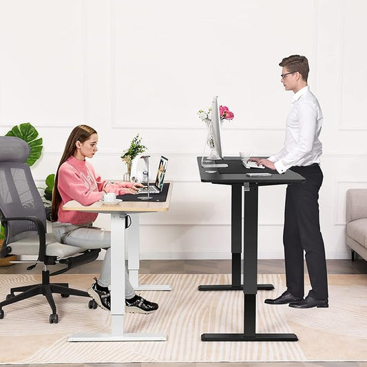 farexon 48 x 24 inch Standing Desk Electric Adjustable Height with Charging Station, Stand up Desk with Ergonomic Workstation, 4 Preset Heights Easy to Set（Oak Grey