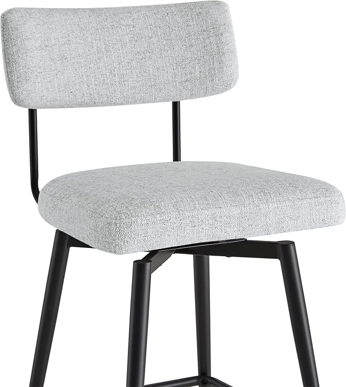 Watson & Whitely Swivel Counter Height Bar Stool Chairs Set of 2, 27.4" Fabric Upholstered Counter Stools with Back and Metal Frame, White (Multi-Colored)