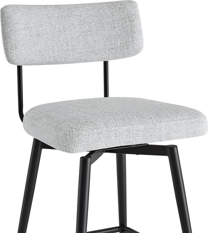 Watson & Whitely Swivel Counter Height Bar Stool Chairs Set of 2, 27.4" Fabric Upholstered Counter Stools with Back and Metal Frame, White (Multi-Colored)