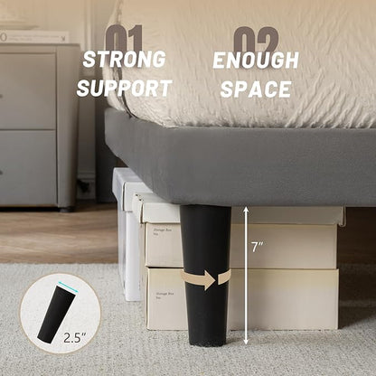 Queen Size Platform Bed Frame with Velvet Upholstered Headboard and Sturdy Wooden Slats Support,Mattress Foundation，Easy Assembly, No Box Spring Needed,Slip Resistant (Grey, Queen)
