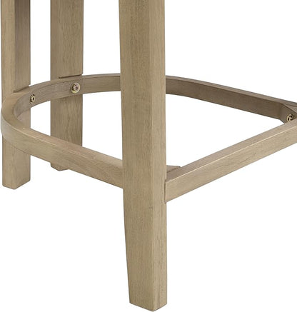 Christopher Knight Home Minso Wooden Counter Height Bar Stools Set of 2, Comfy Upholstered Barstools with Backrest/Footrest, Counter Stool for Kitchen Island/Home Bar Table, Light Ash + Beige