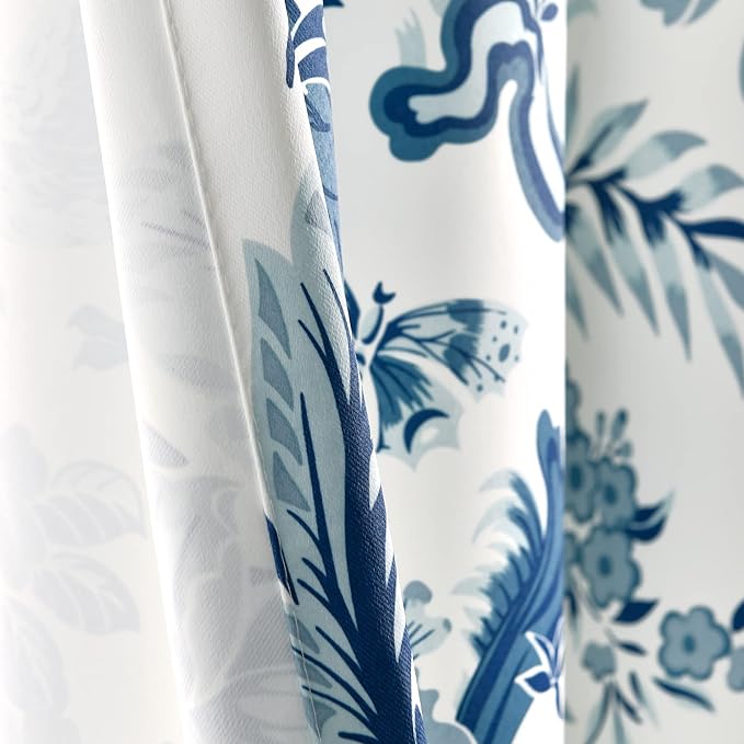Lush Decor Dolores Light Filtering Window Panels, Pair, 52" W x 84" L, Blue - Floral Curtains for Bedroom - Vintage Curtains - Coquette Room Decor