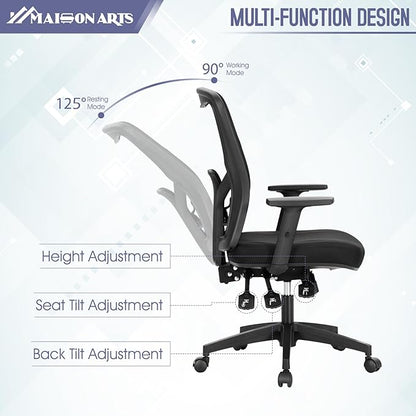 MAISON ARTS Ergonomic Mesh Office Chair, High Back Computer Task Chair Desk Chair with Adjustable Armrest and Lumbar Support for Home Office