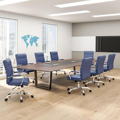 Office Desk Chair,Modern Conference Room Chairs,High Back Ergonomic Home ofiice Chair,Adjustable Height Swivel Executive Computer Chair with Padded Seat and Armrest (Blue)