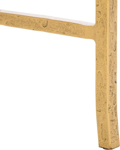 SAFAVIEH Couture Collection Tauri Brass Metal Glass Top Half Moon Console Table (Fully Assembled)