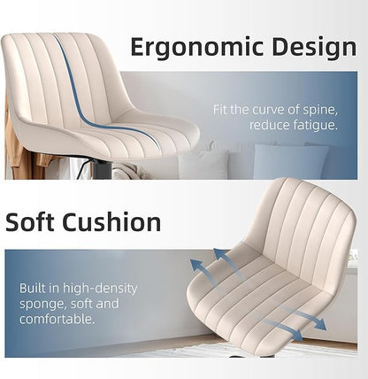 Youhauchair Bar Stools Set of 4, Swivel Counter Height Barstools with Back, Adjustable PU Leather Bar Chairs, Modern Armless Kitchen Island Stool, Beige