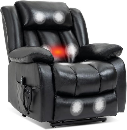 Recliner Chairs for Adults, Power Lift Chair for Elderly, Oversized Bedroom Chair with Massage&Heat, Leather Nursery Glider Chair for Living Room, Sofa Chair Home Theater Seating with Lumbar Support