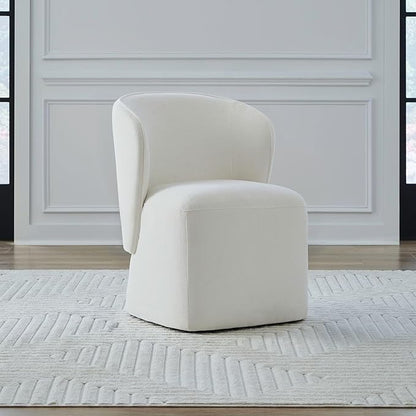 Liberty Furniture Accent Dining Chair with Castors - Rounded Arm - Ivory Upholstry
