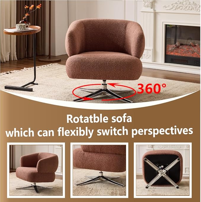 Pro 360° Swivel Accent Chair, Cuddle-Style Lounge Chair with Ergonomic Wrap-Around Backrest, 500LBS Capacity Red Linen Fabric Rotatable Sofa Chair for Living Room, Balcony, Study