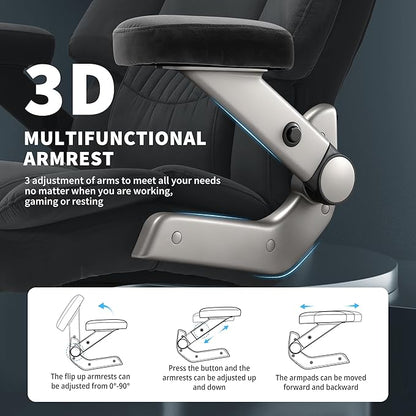 Big and Tall Office Chair 700lbs- High Back Executive Computer Desk Chair with 3D Flip-Up Arms, Adjustable Lumbar Support, Extra Wide Plus Size Seat, Heavy Duty Metal Base & Quiet Rubber Wheels