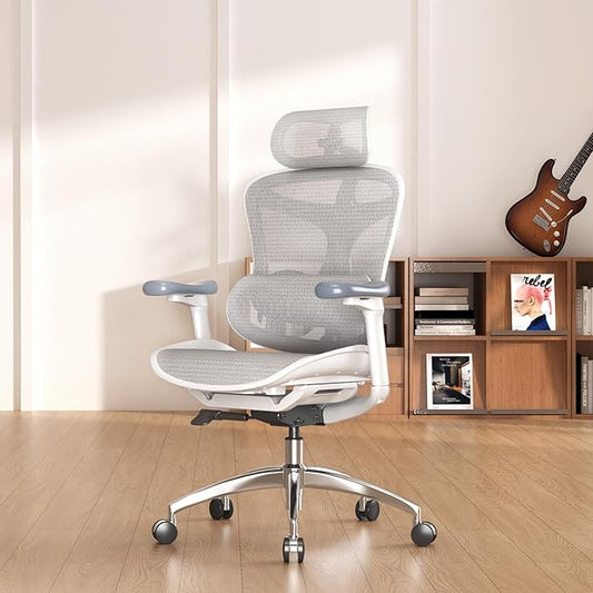 SIHOO Doro C300 Ergonomic Office Chair with Ultra Soft 3D Armrests, Dynamic Lumbar Support for Home Office Chair, Adjustable Backrest Desk Chair, Swivel Big and Tall Computer Chair (Grey)