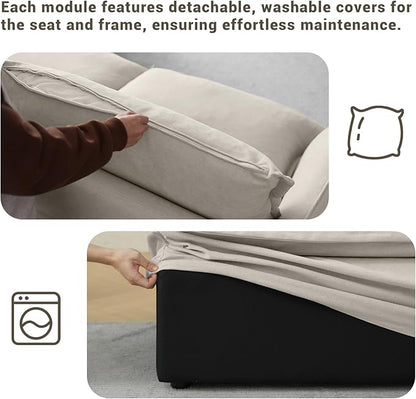 82” Modular Sectional Sofa, Comfy Down Fill Cloud Couch, Loveseat with Single Seater, Small Couch with Washable Cover, Sectional Couches for Living Room Small Apartments, Light Gray
