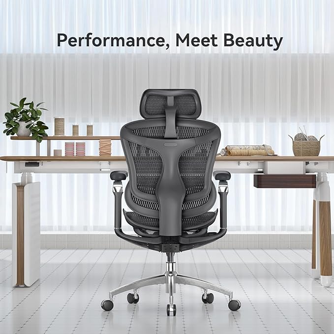 SIHOO Doro C300 Pro Ergonomic Office Chair with Ultra-Soft 6D Armrests, Dynamic Lumbar Support, Seat Depth Adjustment, Adjustable Backrest, Big and Tall Desk Chair for Home Office (Black)