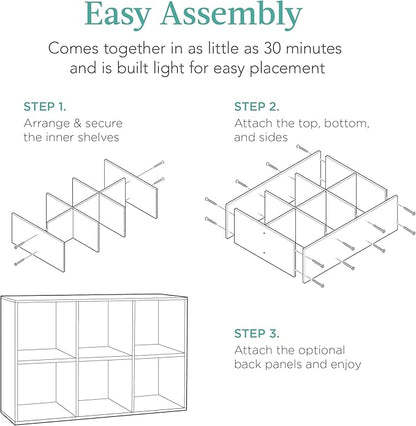 Best Choice Products 6-Cube Storage Organizer, 13.5in Shelf Opening, Bookcase, Display Shelf, Customizable w/ 3 Removable Back Panels – Light Oak