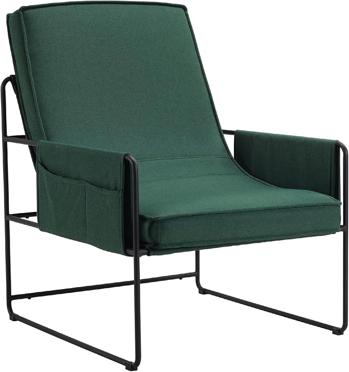 FLEXISPOT Accent Chair for Living Room,Arm Chair for Bedroom,with Wide Large Plus Size Cushion,Metal Frame,Reading Bedroom Chair Armchair for Home/Office/Cafe/Apartment/Waiting Room,Green