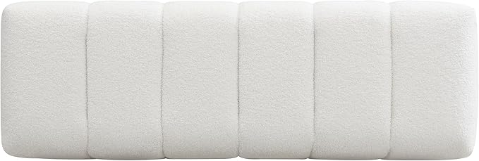 Christopher Knight Home Manila 50" Boucle Fabric Dining Bench, Rectangular Upholstery Ottoman Bench, Bedroom End of Bed Footstool, Living Room Extra Seat Footrest, No Assembly Needed, White