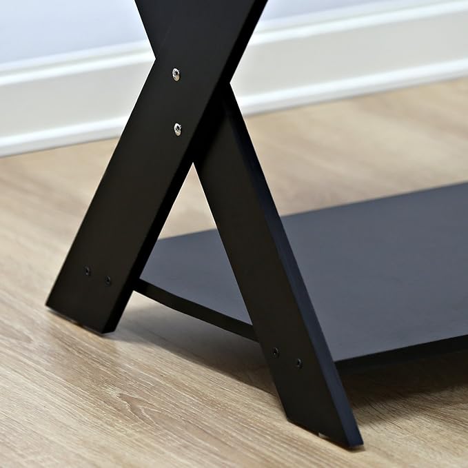 Furinno Modern Coffee Table, Rectangle Modern Coffee Table with X-Legs, Criss-Crossed Side Table, for Living Room, Bedroom, Home Office, Black Espresso