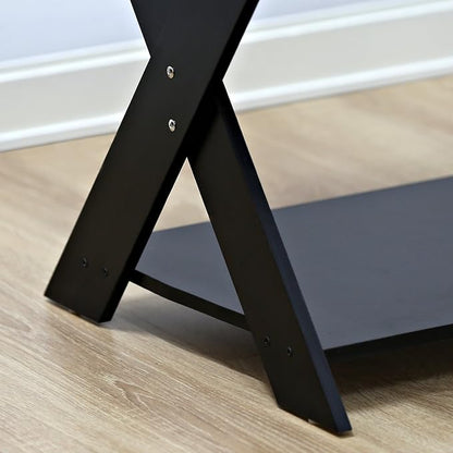 Furinno Modern Coffee Table, Rectangle Modern Coffee Table with X-Legs, Criss-Crossed Side Table, for Living Room, Bedroom, Home Office, Black Espresso
