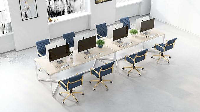 Office Chair Ergonomic Swivel Desk Chair with Armrests and Wheels Comfortable Heavy-Duty Chair for Home Office Wide 22.83in Seat for Women and Men，Gold Navy