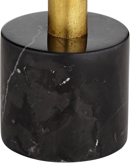 Possini Euro Design Minerva 32" Tall Modern Glam Luxe End Table Lamps Set of 2 Sculptural Gold Leaf Black Shade Living Room Bedroom Bedside Nightstand Office Home Reading Kitchen Entryway Console