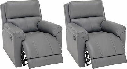 MINCETA Recliner Chairs,Modern 5" Wall Hugger Nursery Recliner with Overstuffed Arm and Back for Living Room,Set of 2,PU Leather in Gray