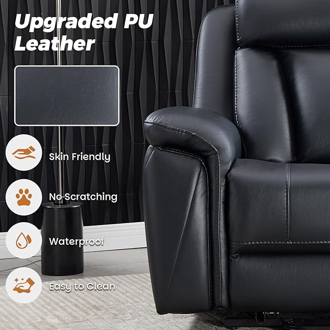 CANMOV 50" Wide Oversized Recliner, Faux Leather Power Lift Recliner Chair, Extra Large Lift Chair with Massage and Heat, Stand Up Recliner for Elderly Big and Tall,Black