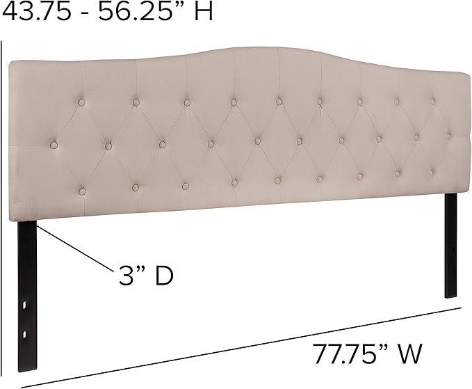BizChair Tufted Upholstered King Size Headboard in Beige Fabric