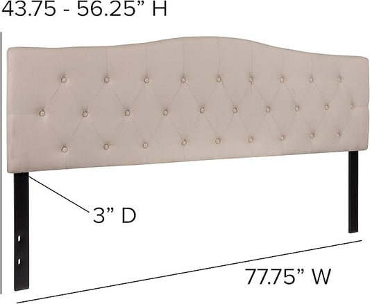 BizChair Tufted Upholstered King Size Headboard in Beige Fabric