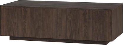 Henn&Hart 48" Rectangular Low-Profile Wood Coffee Table for Living Room, Family Room, or Office, Alder Brown