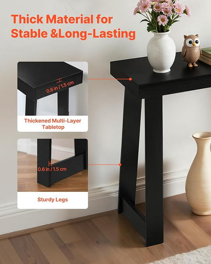VEVOR 36 in Console Table, Modern Desk Behind The Couch, Wooden Rectangle Entrance Desk, Narrow Long Sofa Table Accent Stand, Ideal for Hallway, Bedroom, Living Room, Foyer, Easy Assembly, Black