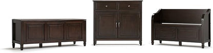 SIMPLIHOME Connaught Storage Bench - 51 inch Wide Solid Wood Trunk Bench in Dark Chestnut Brown, Traditional Bench for Entryway with Lift-Up Lid and 3 Hidden Compartments