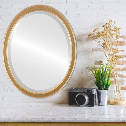 OVALCREST Oval Beveled Wall Mirror for Home Decor - Toronto Style - Gold Spray - 22" x 18"