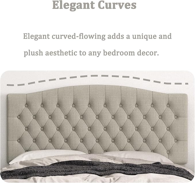 Queen Headboard Only, Upholstered Headboard for Adjustable Bed Linen Tufted Queen/Full Size Wall Mounted Head Board with Solid Wood Legs Head Board, Linen