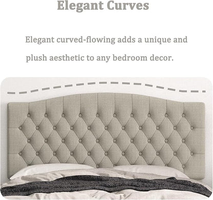 Queen Headboard Only, Upholstered Headboard for Adjustable Bed Linen Tufted Queen/Full Size Wall Mounted Head Board with Solid Wood Legs Head Board, Linen