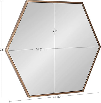 Kate and Laurel McNeer Modern Wall Mirror, 22 x 25, Bronze, Geometric Hexagon Mirror for Wall