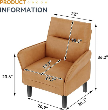 HAOBO Home Modern Accent Chair Upholstered Faux Leather Armchair Living Room Chairs Lounge Side Chairs Office Chair Brown Set of 2