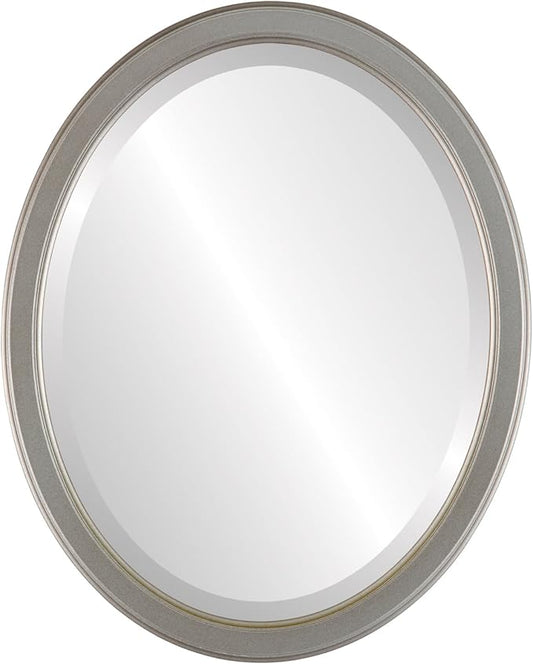 OVALCREST Oval Beveled Wall Mirror for Home Decor - Toronto Style - Silver Shade - 18" x 14"