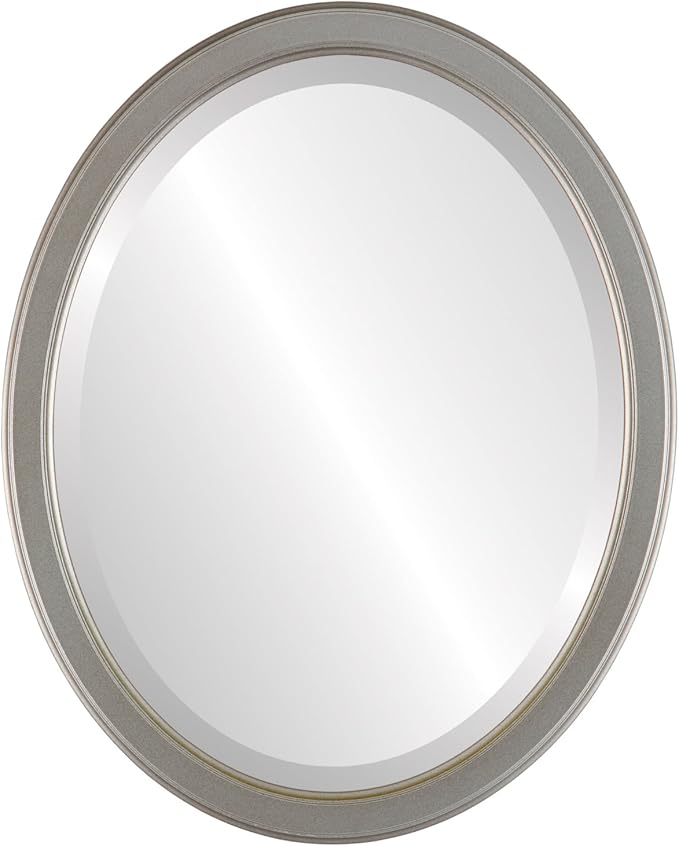 OVALCREST Oval Beveled Wall Mirror for Home Decor - Toronto Style - Silver Shade - 26" x 22"