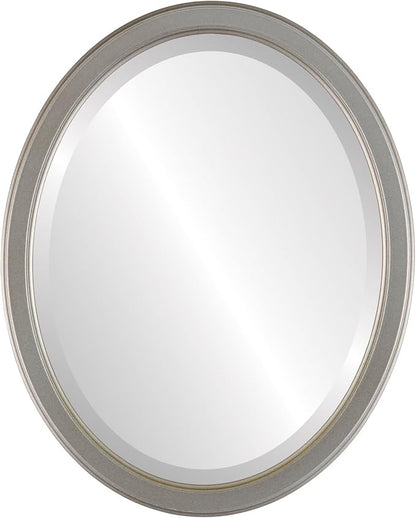 OVALCREST Oval Beveled Wall Mirror for Home Decor - Toronto Style - Silver Shade - 26" x 22"