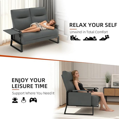 Modular Cloud Sectional Couches for Living Room, Faux Leather Loveseat & Accent Chairs Set of 2, Upholstered Sectional Sofa Set for Office, Gray